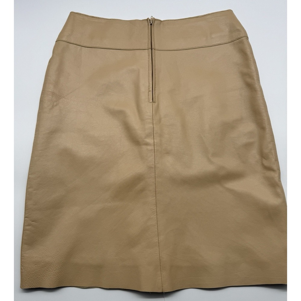Margaret Godfrey Beige Leather Skirt Sz 8 - Picture 2 of 9